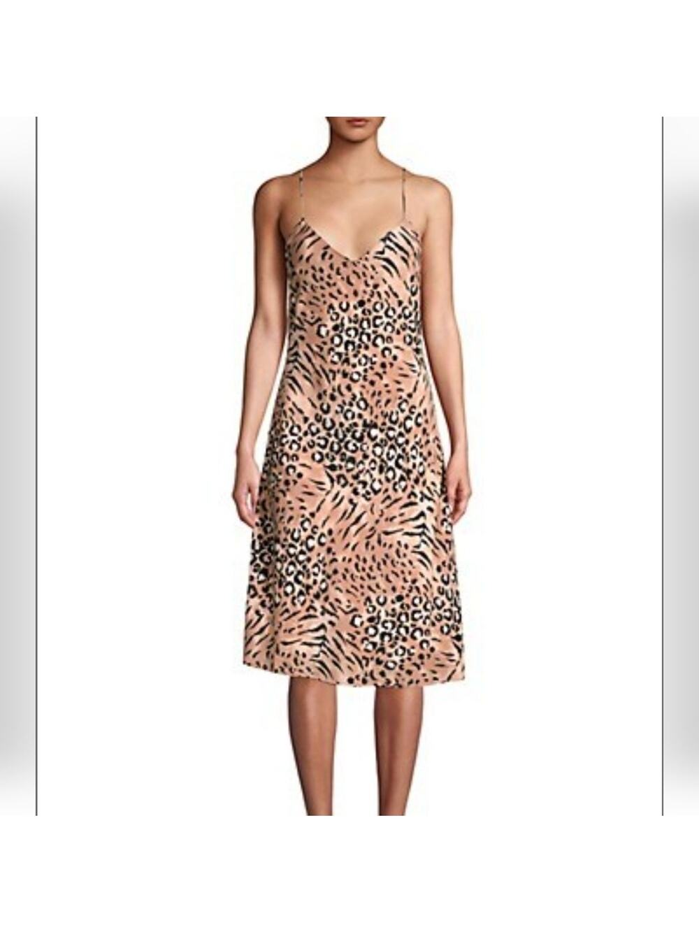 Paige Cicely Silk Faded Leopard Print Slip Dress Size XS NWT Sleeveless Knee